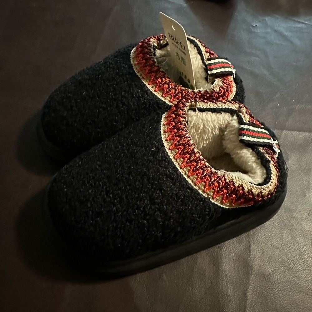 Kids Black and Red Cozy Slippers